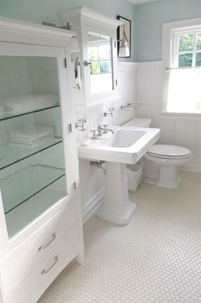 1920S Bathroom Tile
 Great storage cabinet and love the bathroom classic look