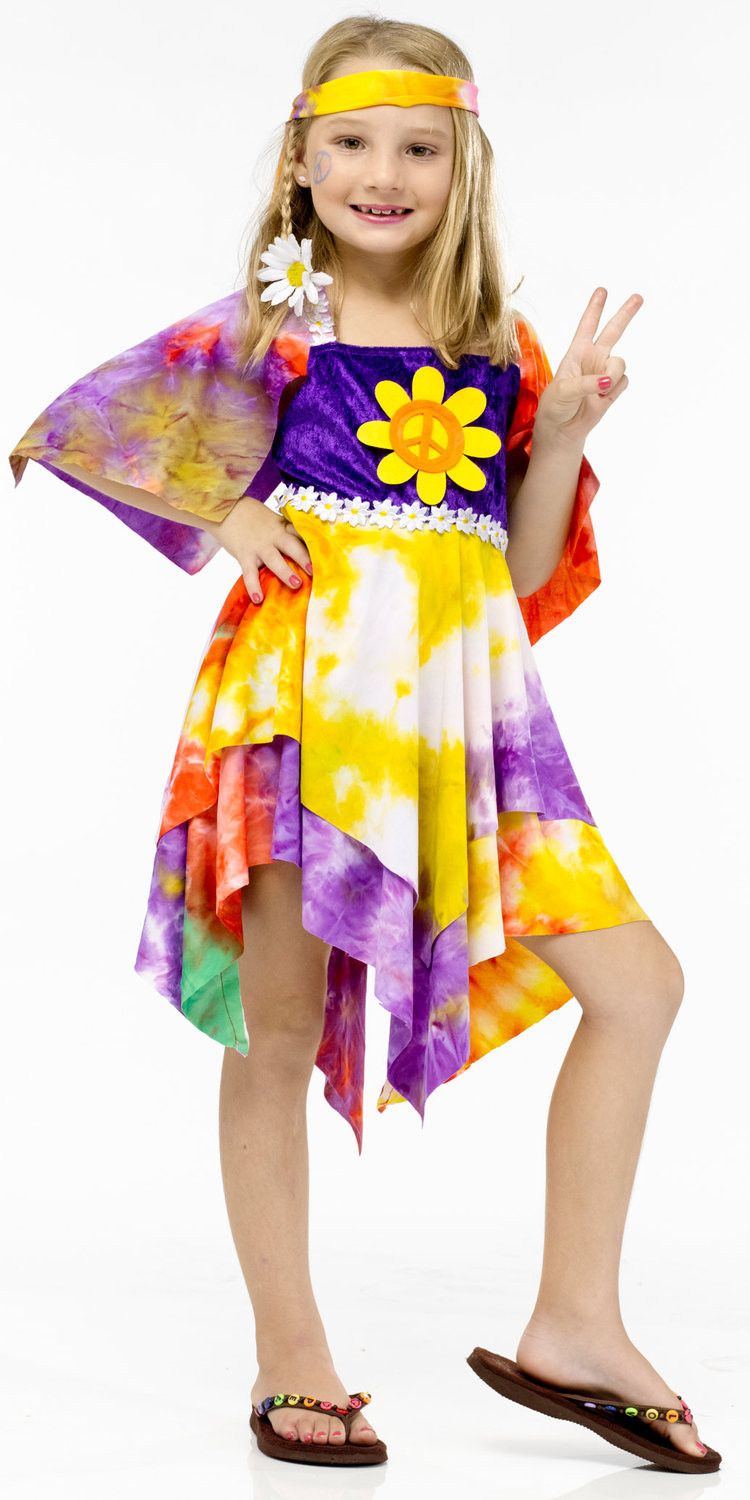 60S Fashion Kids
 Daisy Hippie Girls Fancy Dress 1960s 1970s Kids Childrens