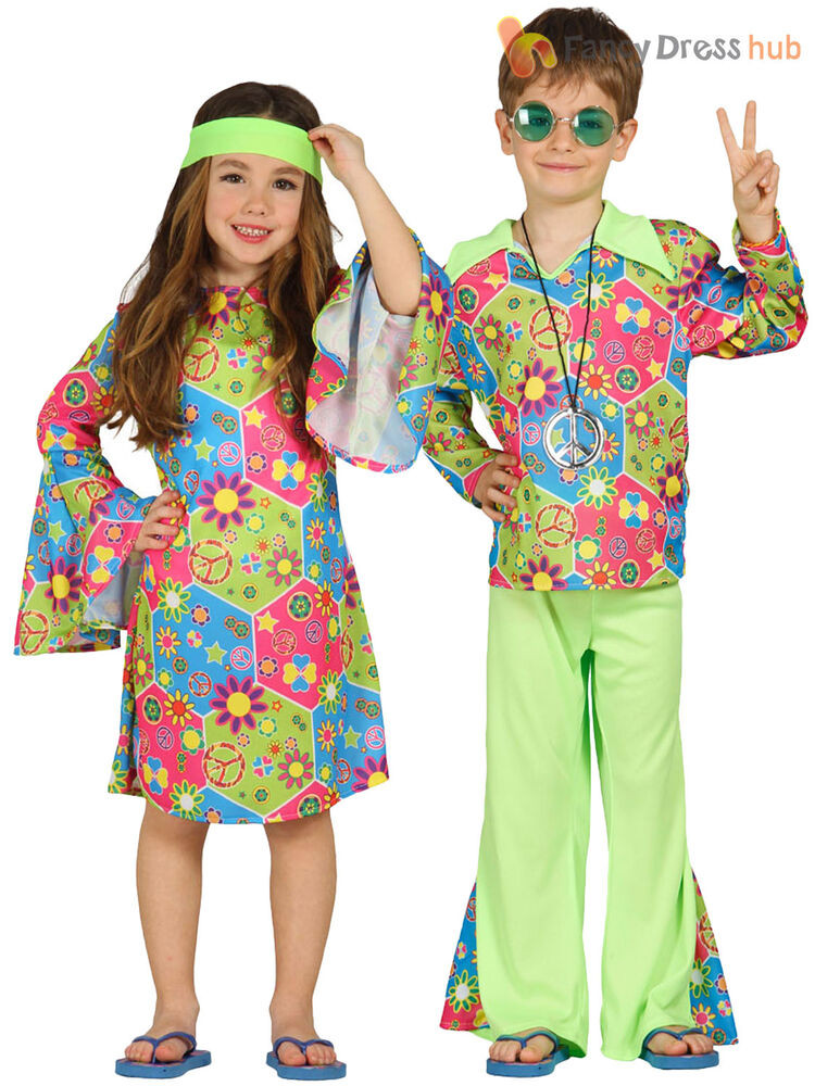 60S Fashion Kids
 Child Hippy Costume Boys Girls Hippie Fancy Dress Kids 60s