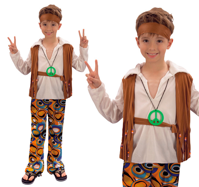 60S Fashion Kids
 Childrens Hippy Boy Fancy Dress Costume 60S 70S Retro