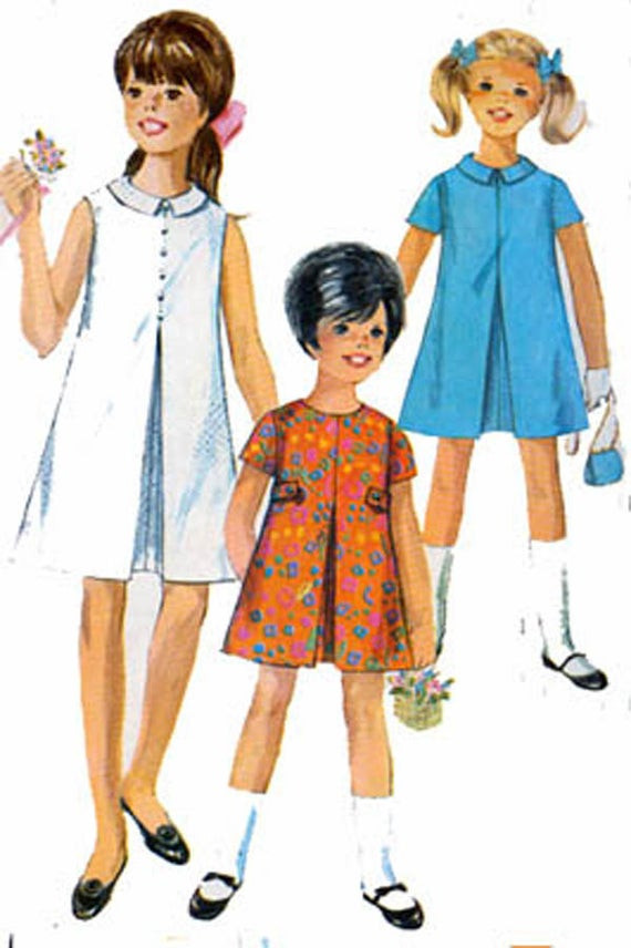 60S Fashion Kids
 1960s Simplicity 7112 Girls MOD A Line Dress with Front