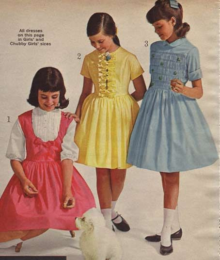 60S Fashion Kids
 Girls Broadcloth Dresses from a 1964 catalog