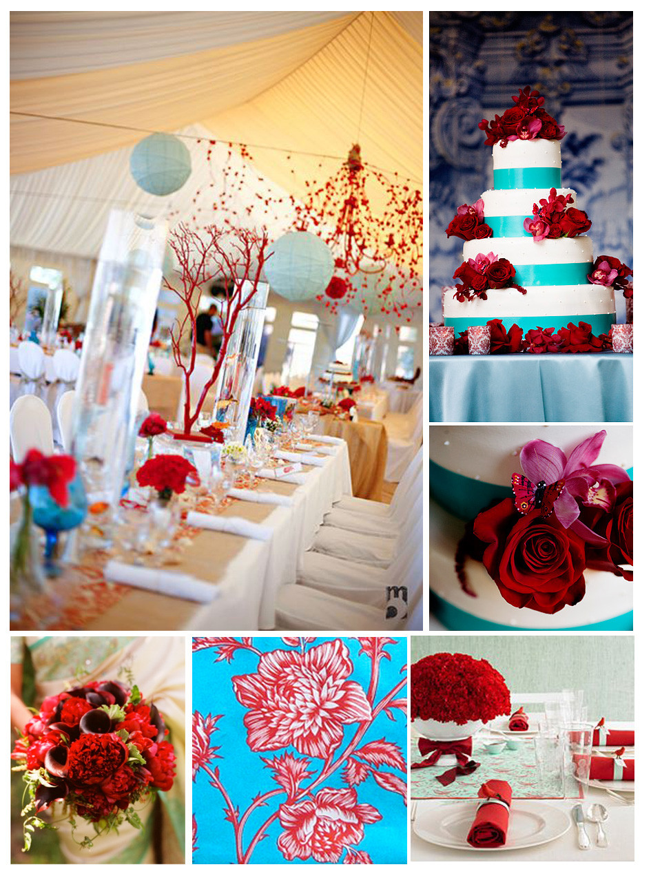 Aqua Wedding Decorations
 Wedding color trend Aqua Red