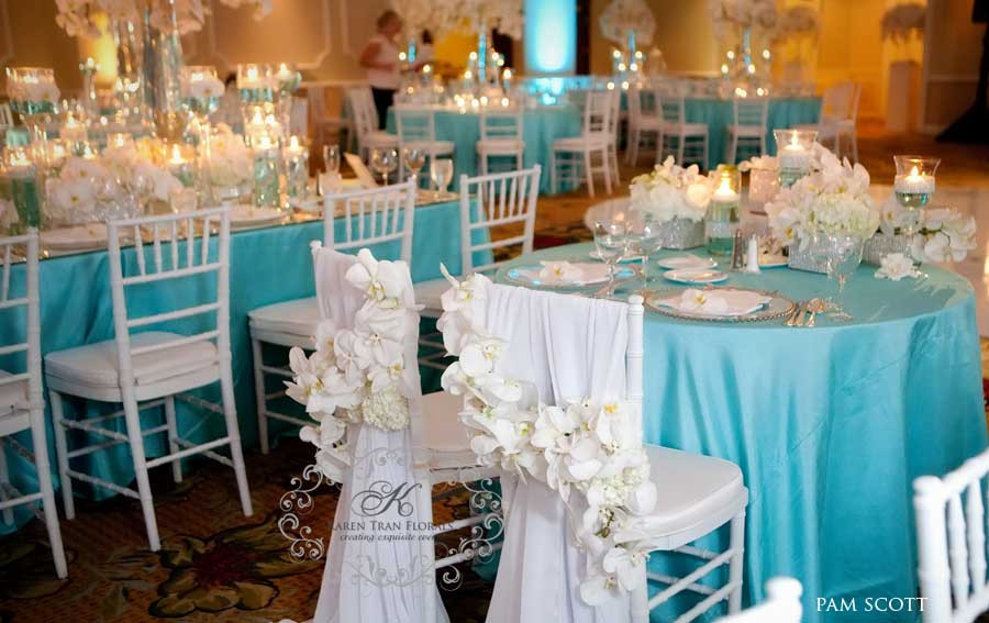 Aqua Wedding Decorations
 Glamorous Tiffany blue wedding at the Hotel Del Coronado