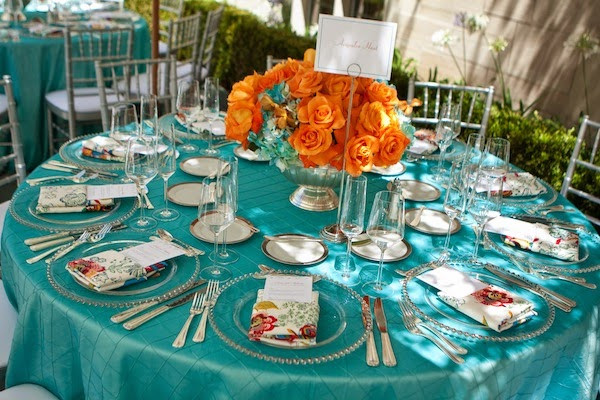 Aqua Wedding Decorations
 Wedding Color Inspiration Turquoise and Orange Lots of