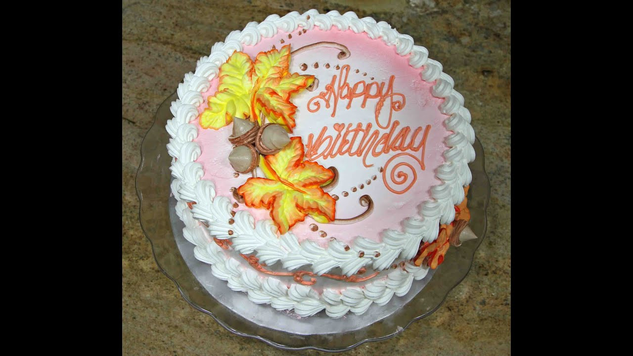Birthday Cake Decorating
 Cake decorating Fall Leaves Design Piped Tutorial
