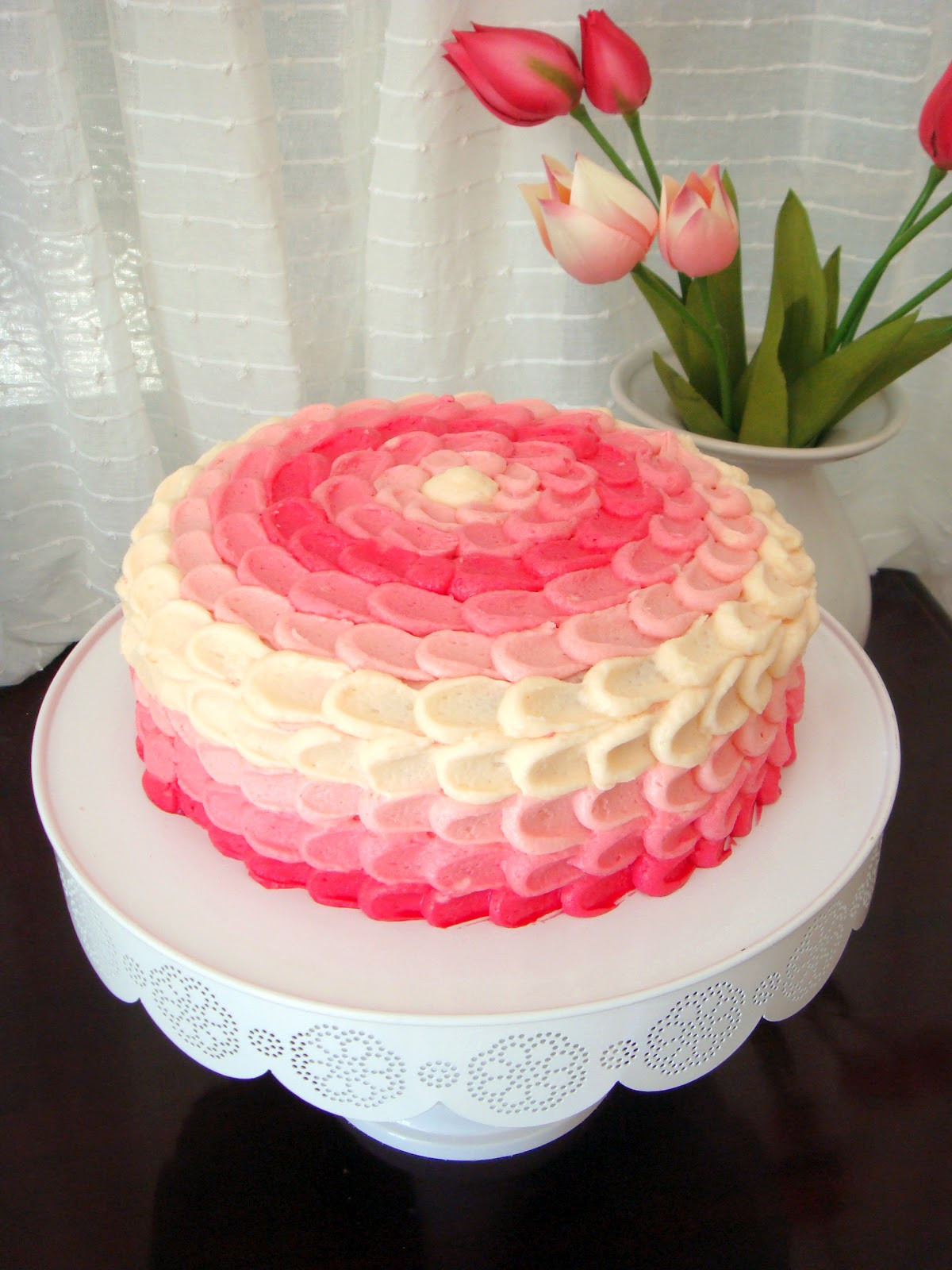 Birthday Cake Decorating
 butter hearts sugar Pink Ombre Vanilla Cake
