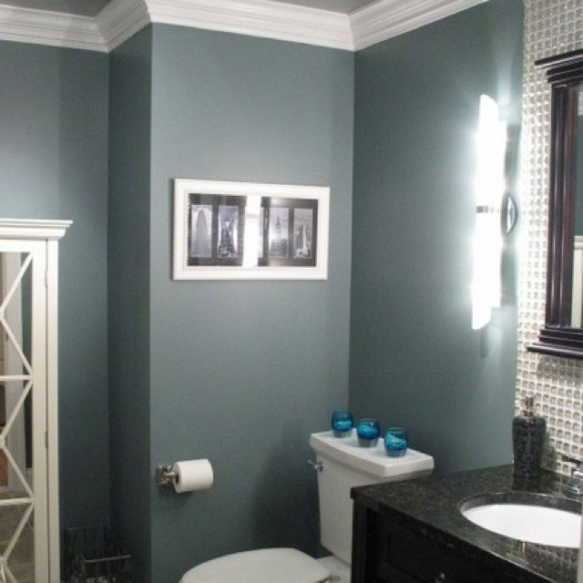 Blue Gray Bathroom Paint
 Blue gray bathroom Love this color