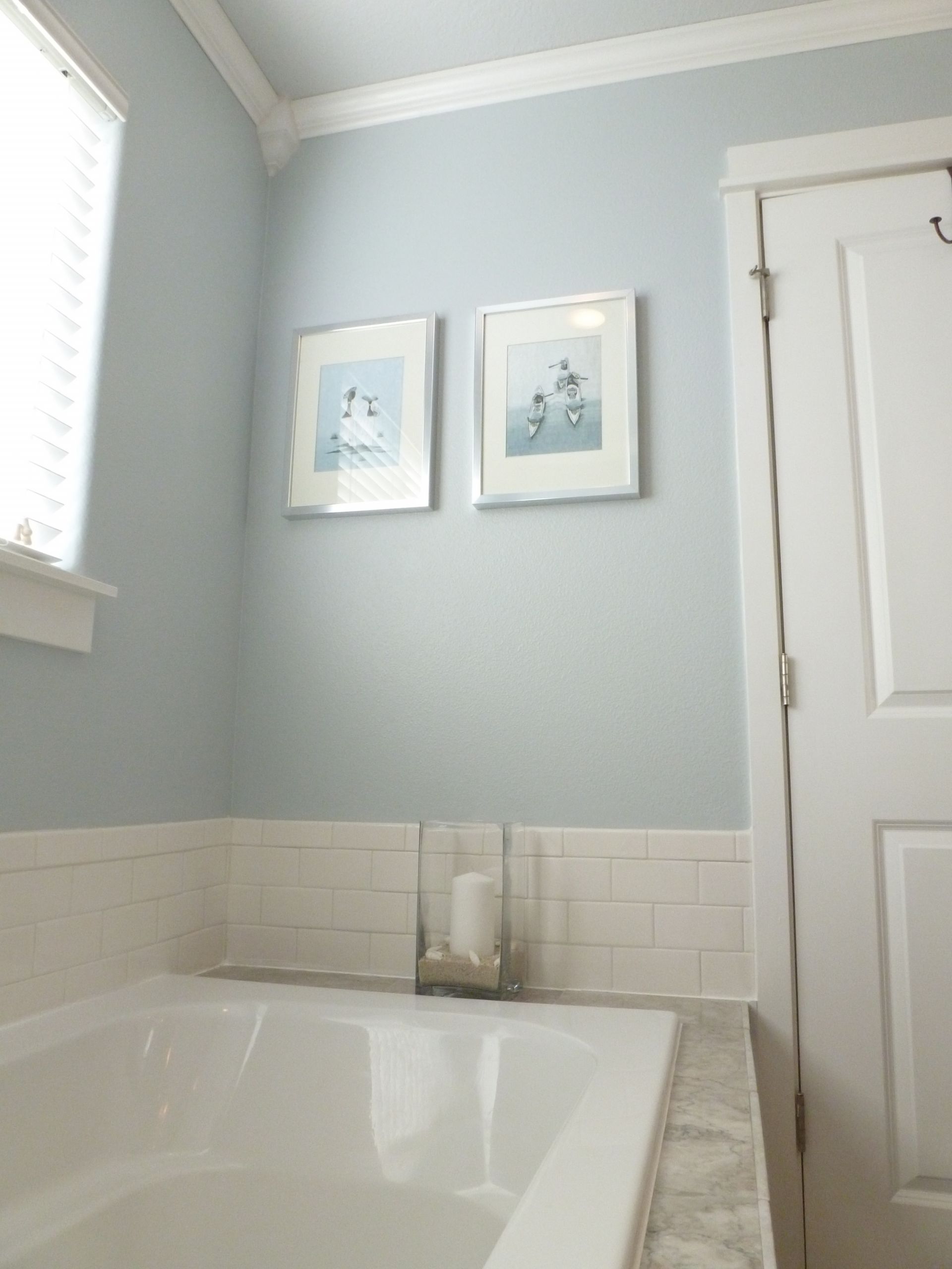 Blue Gray Bathroom Paint
 Black and Blue and BEAUTIFUL Bathroom Remodel