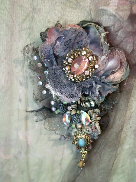 Brooches Handmade
 Baroque brooch embroidered and beaded brooch mixed от