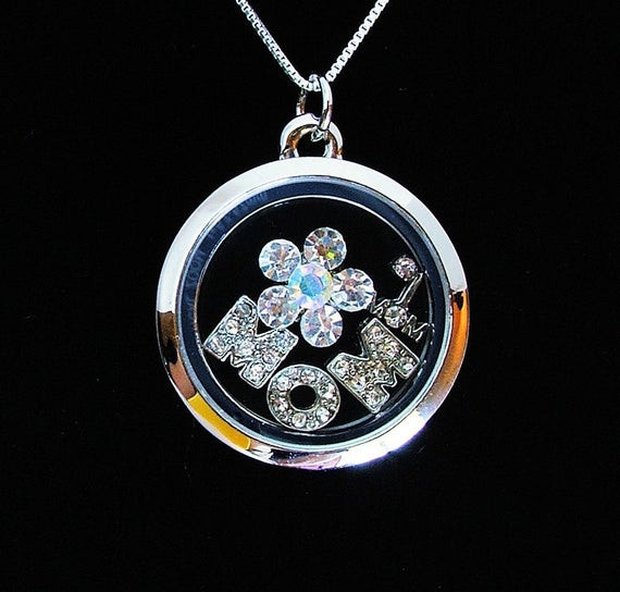 Charm Locket Necklace
 M O M Clear Glass Charm Locket Necklace Pieces of You