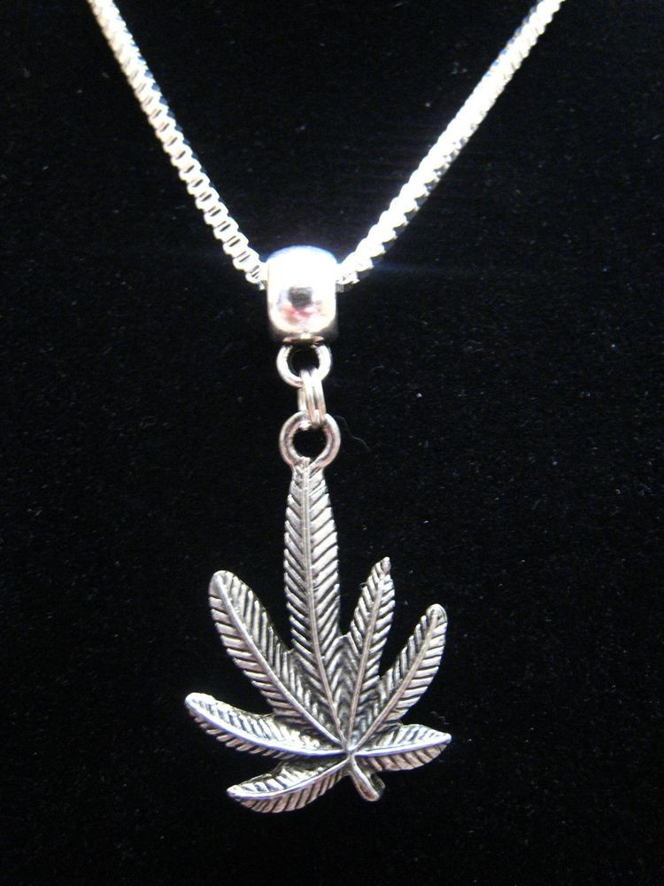 Charm Locket Necklace
 MARIJUANA POT LEAF CANABIS WEED SILVER BOX CHAIN NECKLACE