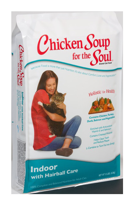 Chicken Soup Cat Food
 Indoor with Hairball Care Dry Cat Food sizes 5 lb and 15