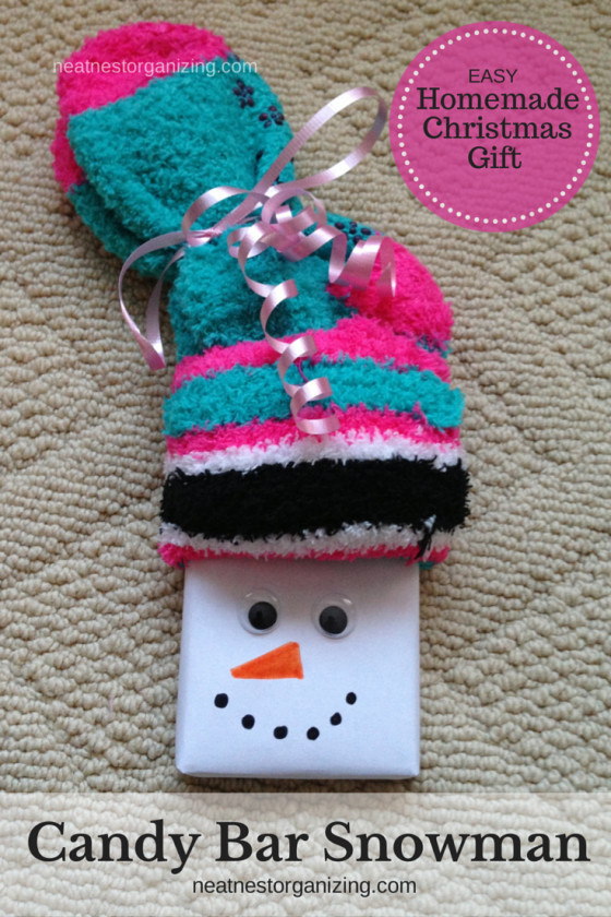 Christmas Socks Gift Ideas
 Clutter free Christmas Ideas Candy Bar Snowmen with