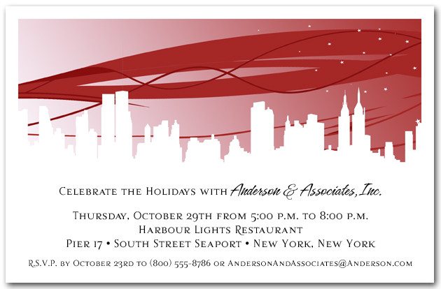 Corporate Holiday Party Ideas Nyc
 Ruby City Skyline Invitations Holiday Party Invitations