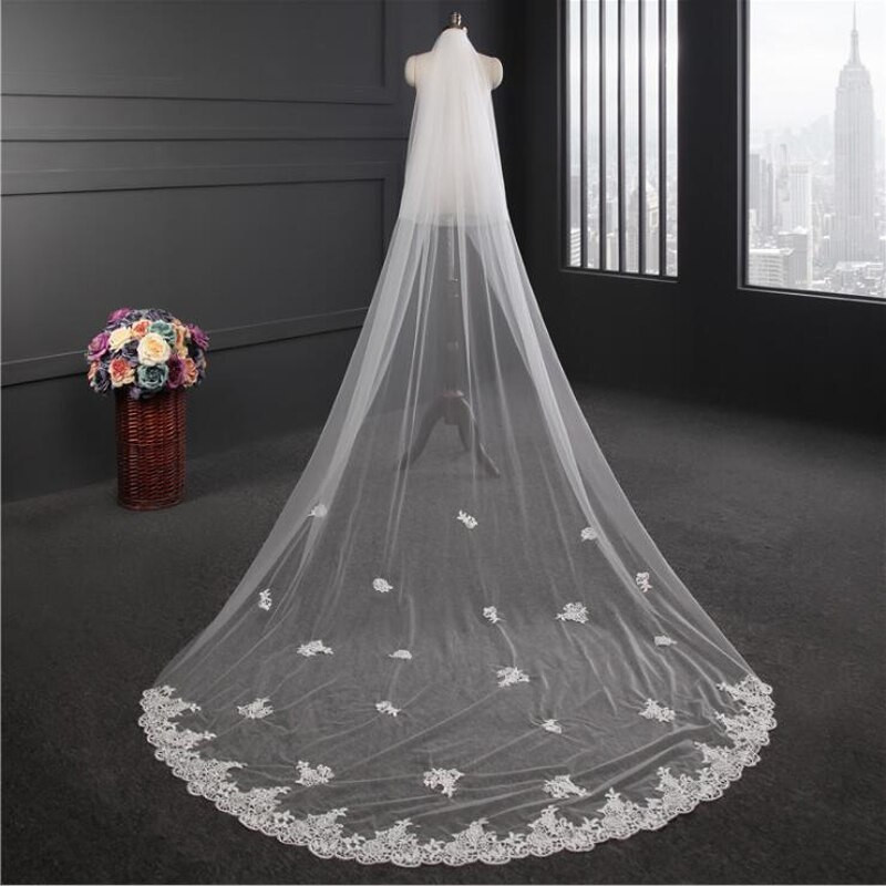Costume Wedding Veil
 Bridal veil Korean Wider Lace Edge 3 5M long lace veil Big