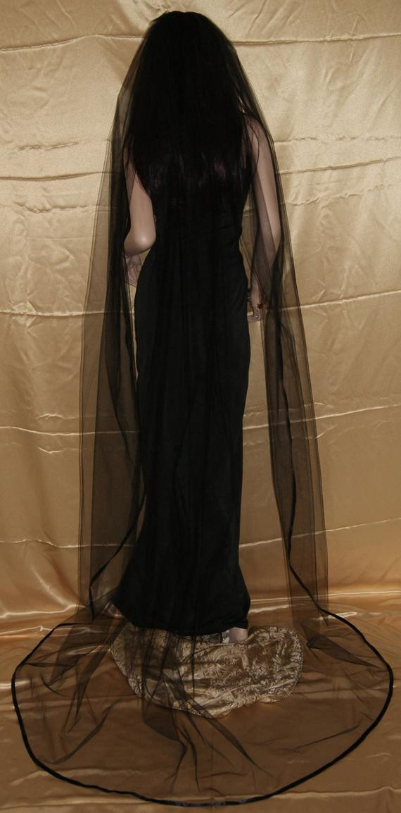 Costume Wedding Veil
 Gothic Black Cathedral wedding veil costume one tier 108