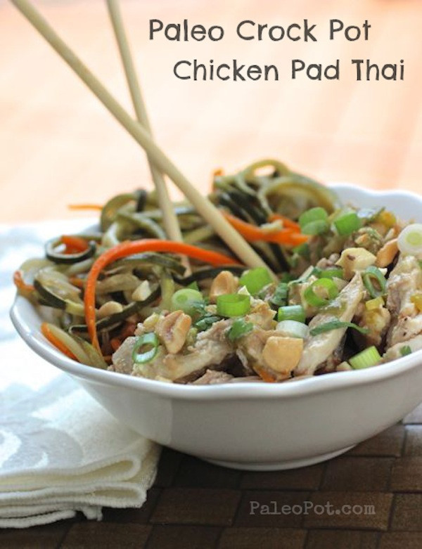 Crockpot Pad Thai
 Paleo Slow Cooker Chicken Pad Thai with Veggie Noodles