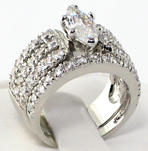 Cubic Zirconia Wedding Ring Sets
 Elegant Marquise 2 4 CT Cubic Zirconia Bridal Wedding