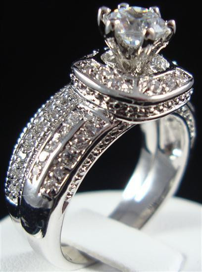 Cubic Zirconia Wedding Ring Sets
 2 pcs Vintage Halo CZ Cubic Zirconia Bridal Engagement