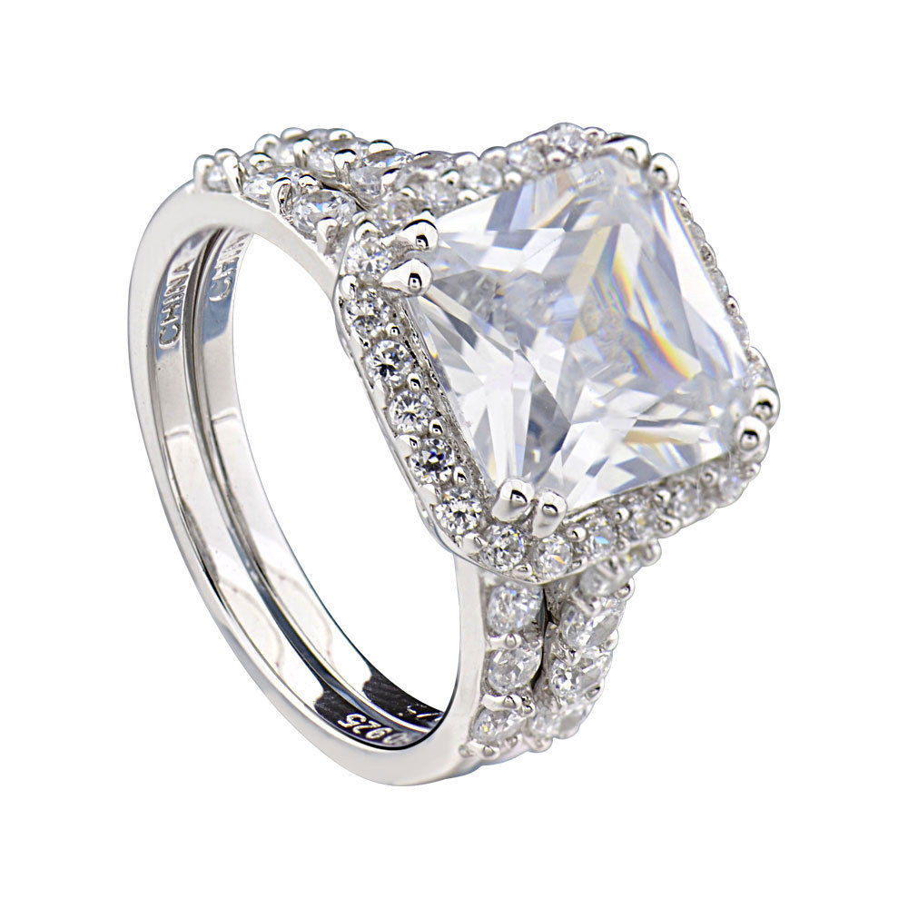 Cubic Zirconia Wedding Ring Sets
 Sterling Silver Cushion Cut Cubic Zirconia Engagement