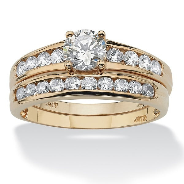 Cubic Zirconia Wedding Ring Sets
 Shop 10K Yellow Gold Cubic Zirconia Channel Bridal Ring