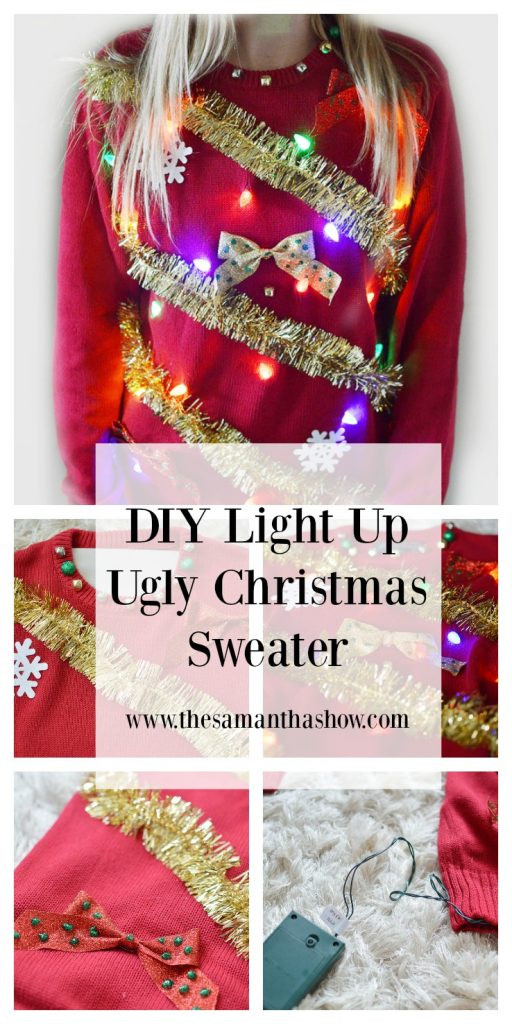 DIY Ugly Christmas Sweater With Lights
 DIY Light Up Ugly Christmas Sweater The Samantha Show A