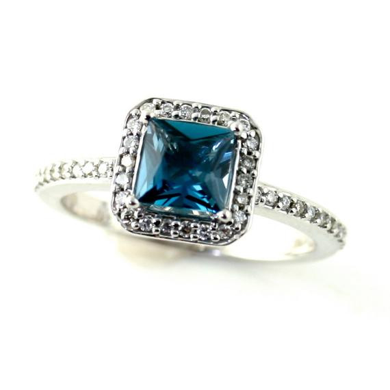 Etsy Diamond Rings
 London Blue Topaz Ring Topaz Engagement Ring Princess by