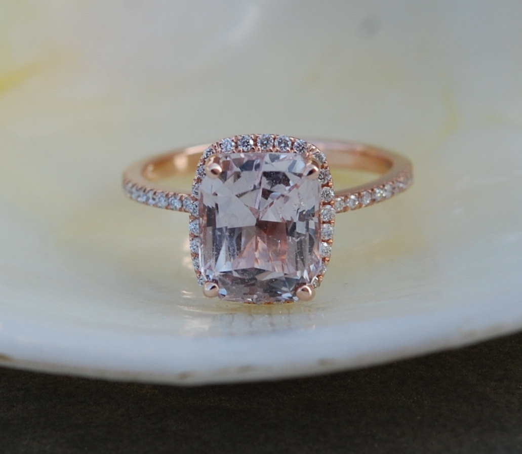 Etsy Diamond Rings
 Engagement ring Peach Champagne Sapphire by EidelPrecious