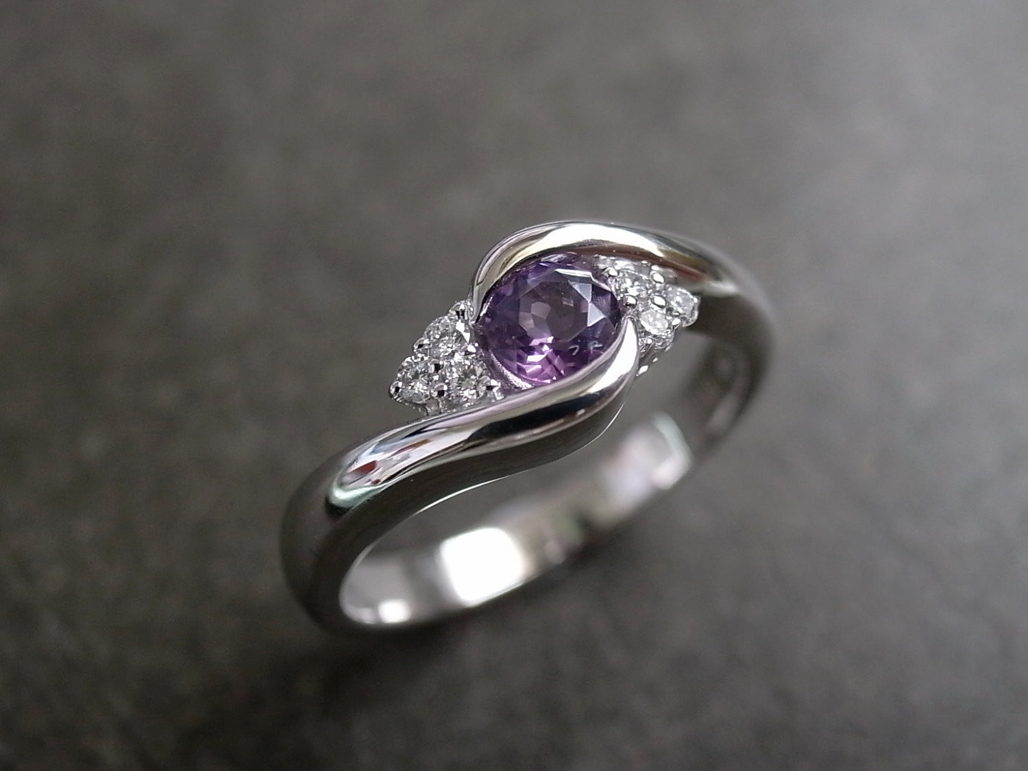 Etsy Diamond Rings
 Diamond Wedding Engagement Ring with Amethyst Gemstone