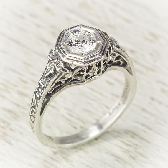 Etsy Diamond Rings
 Items similar to Filigree Antique Vintage Engagement