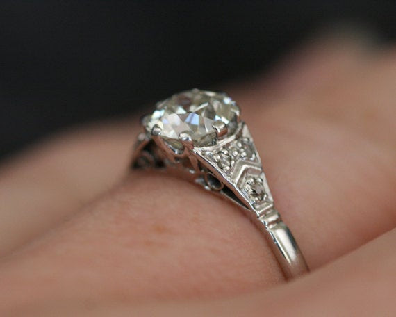 Etsy Diamond Rings
 Items similar to Vintage Diamond & Platinum Solitaire