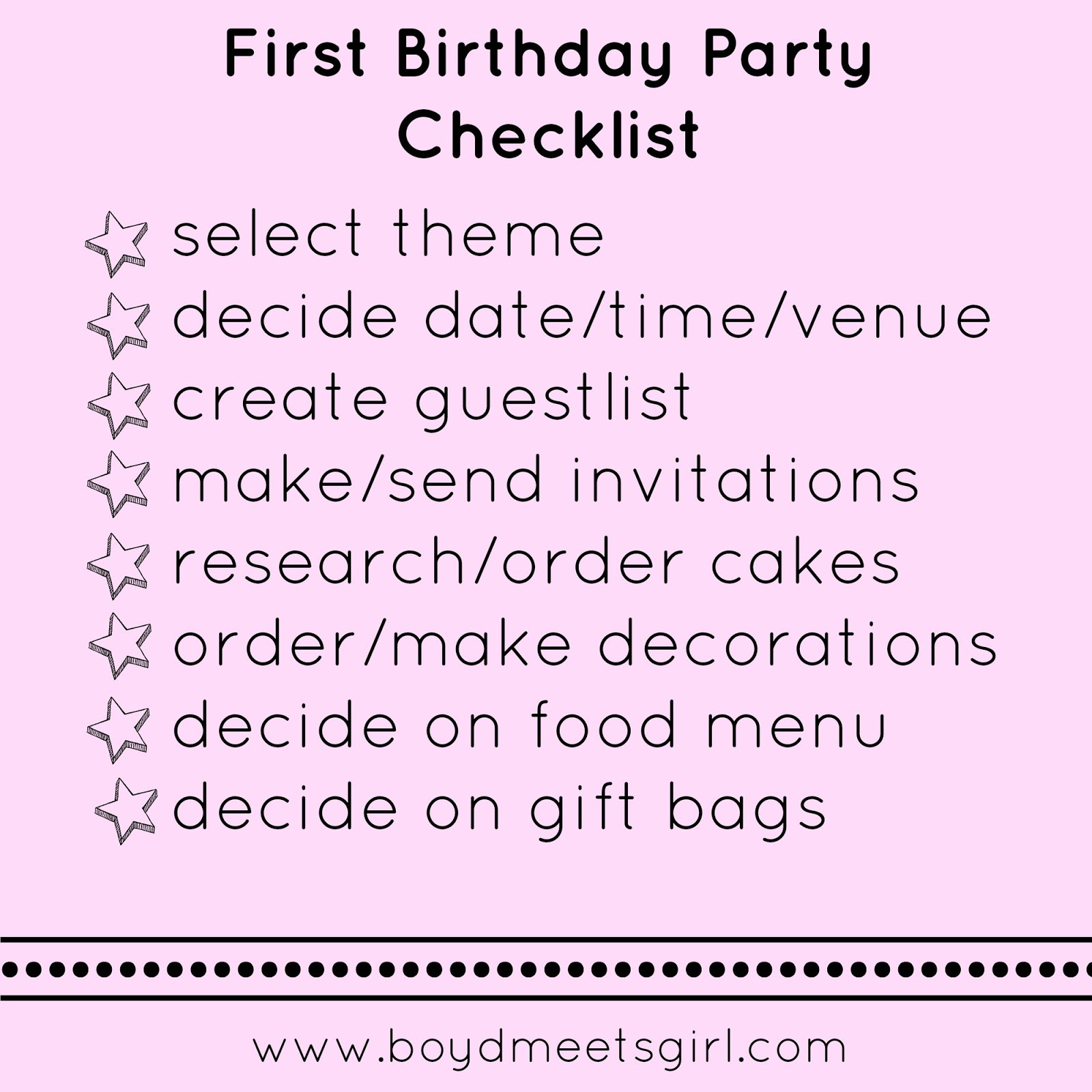 First Birthday Party Checklist
 First Birthday Party Checklist