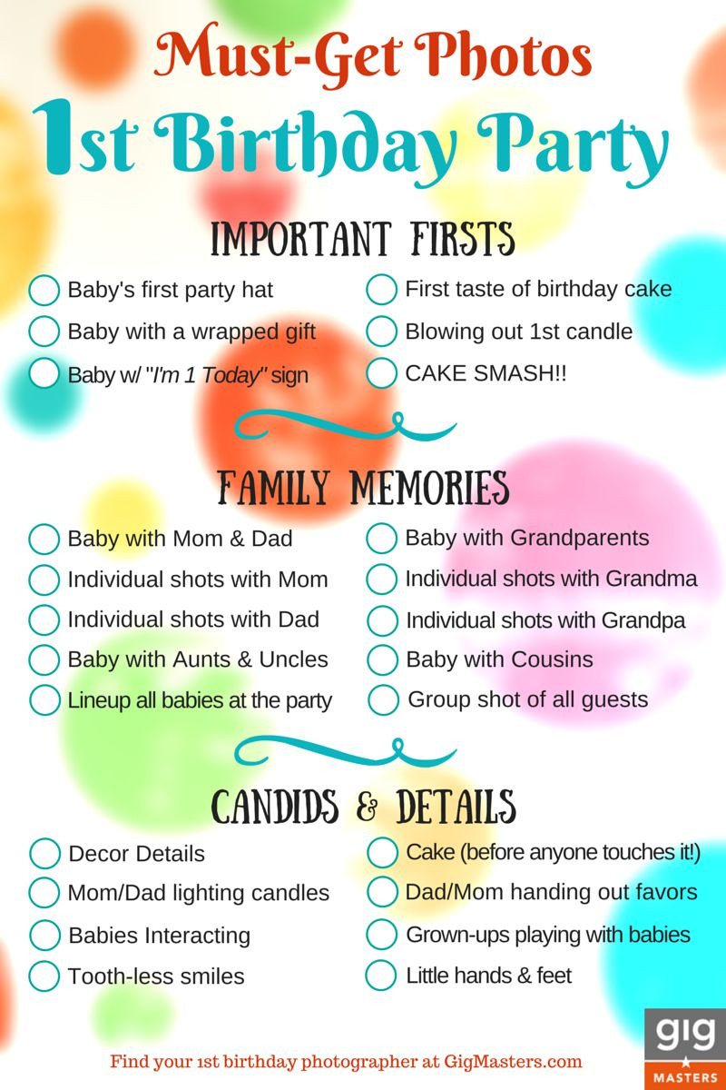First Birthday Party Checklist
 Hire a grapher for Your 1st Birthday Party