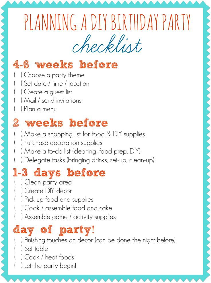 First Birthday Party Checklist
 First Birthday Party Planner Checklist