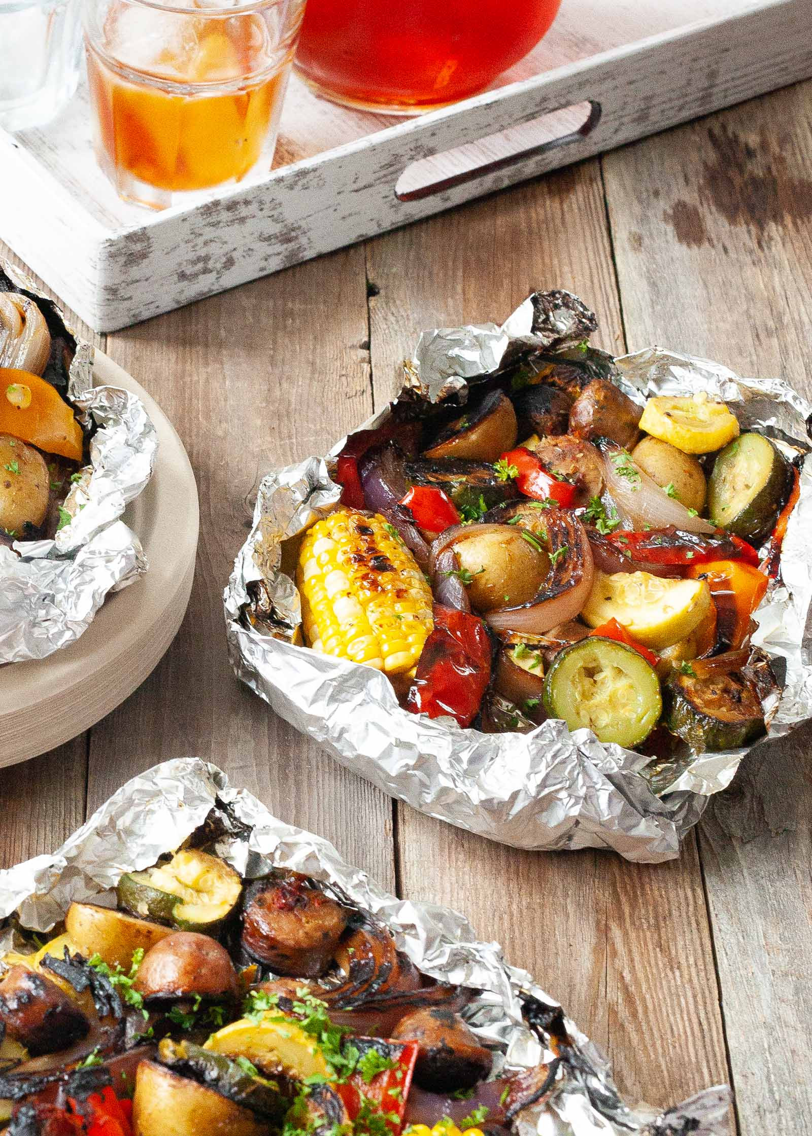 Foil Dinners On The Grill
 Foil Packs with Sausage Corn Zucchini and Potatoes