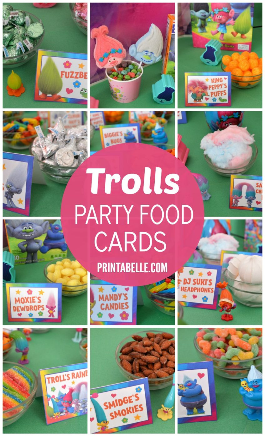 Food Ideas For Trolls Party
 Trolls Party Food Card Set – Free Party Printables at