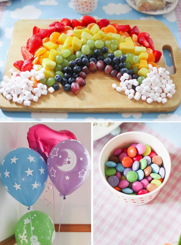 Food Ideas For Unicorn Party
 fruit & marshmallow rainbow baby shower