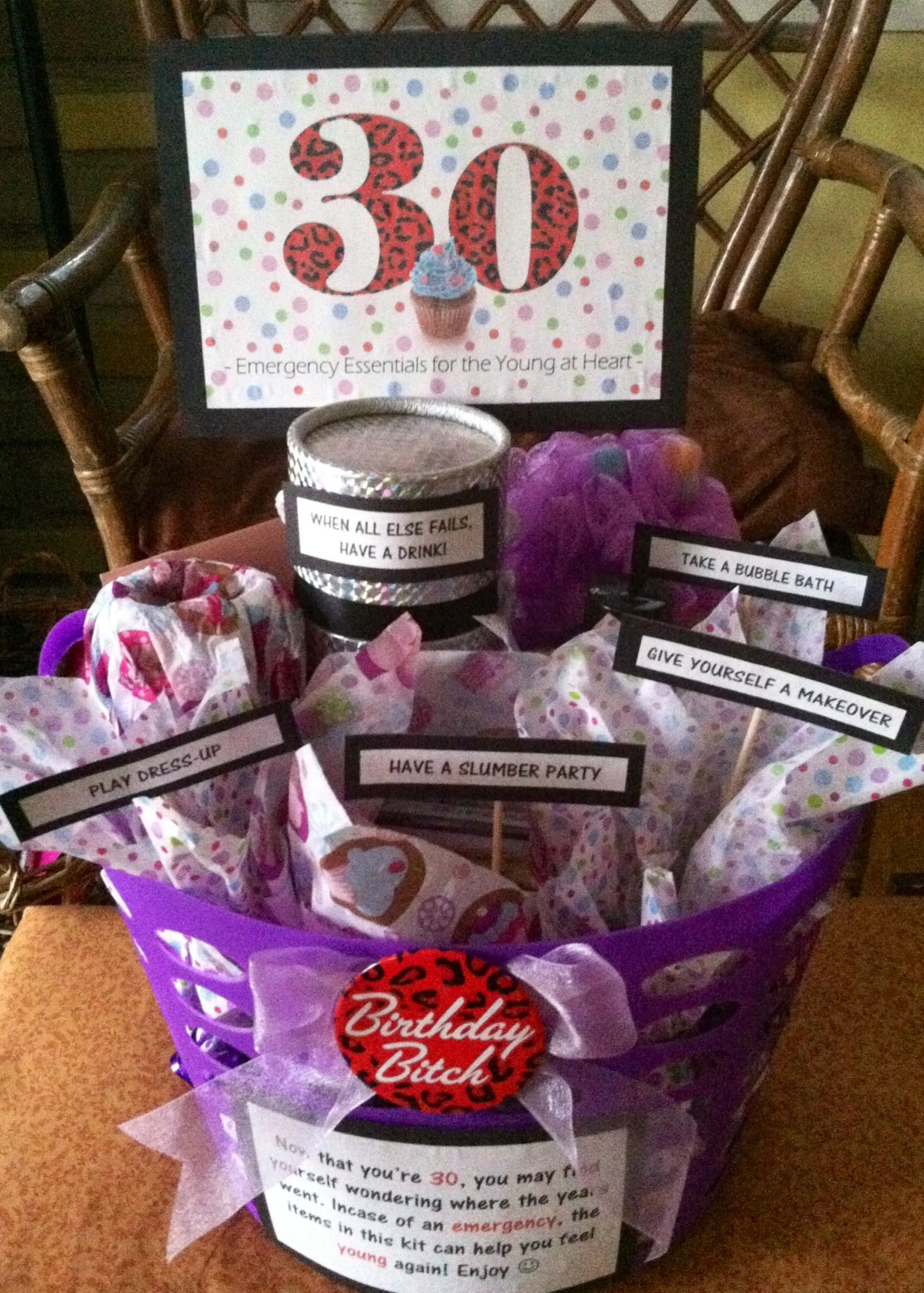 Gift Ideas For 30Th Birthday Woman
 30th Birthday Gift Basket 5 ts in 1 Emergency