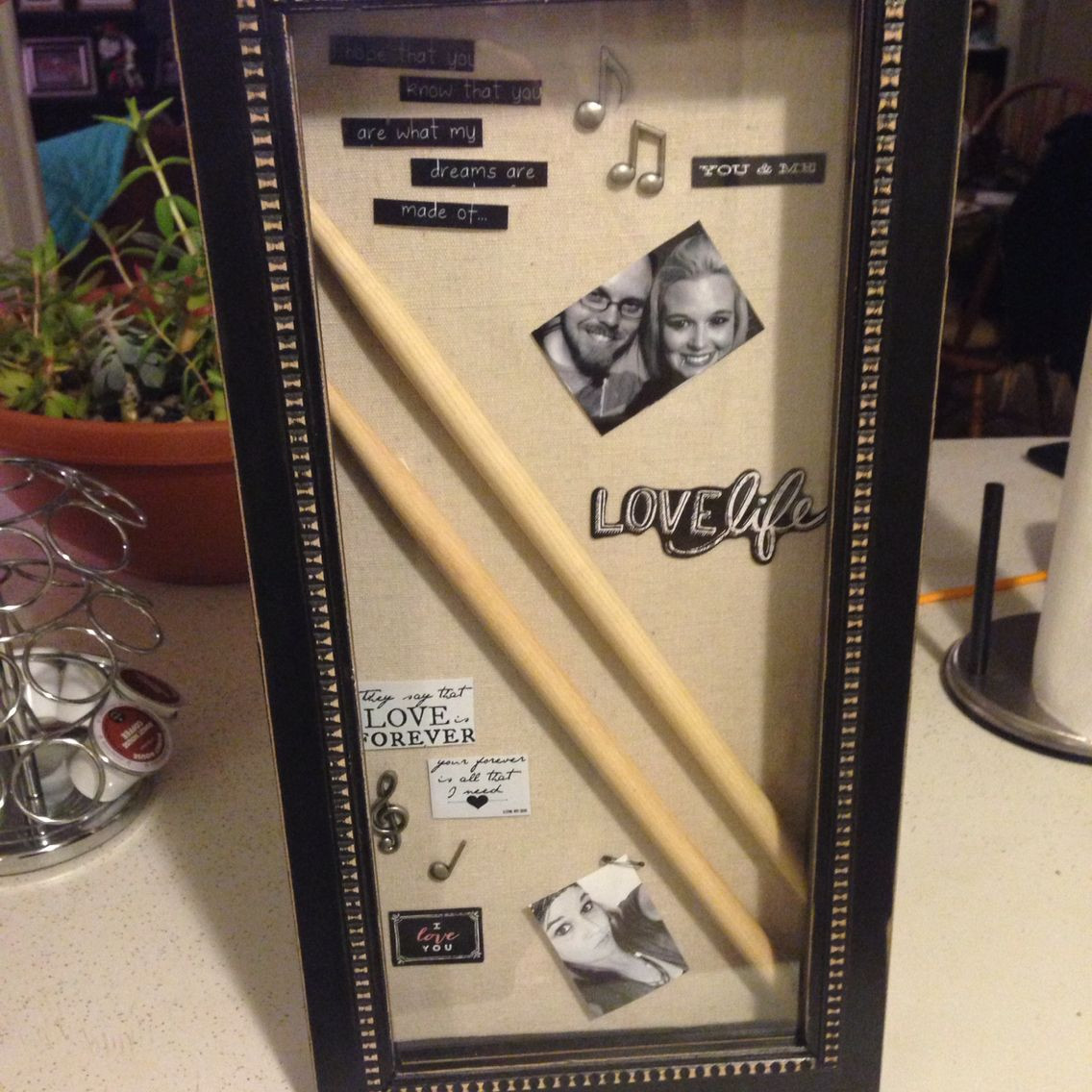 Gift Ideas For Drummer Boyfriend
 Drum stick display shadow box I had drum sticks engraved