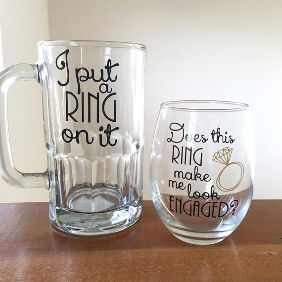 Gift Ideas For Engagement Couple
 Couples engagement t I put a ring on it beer by
