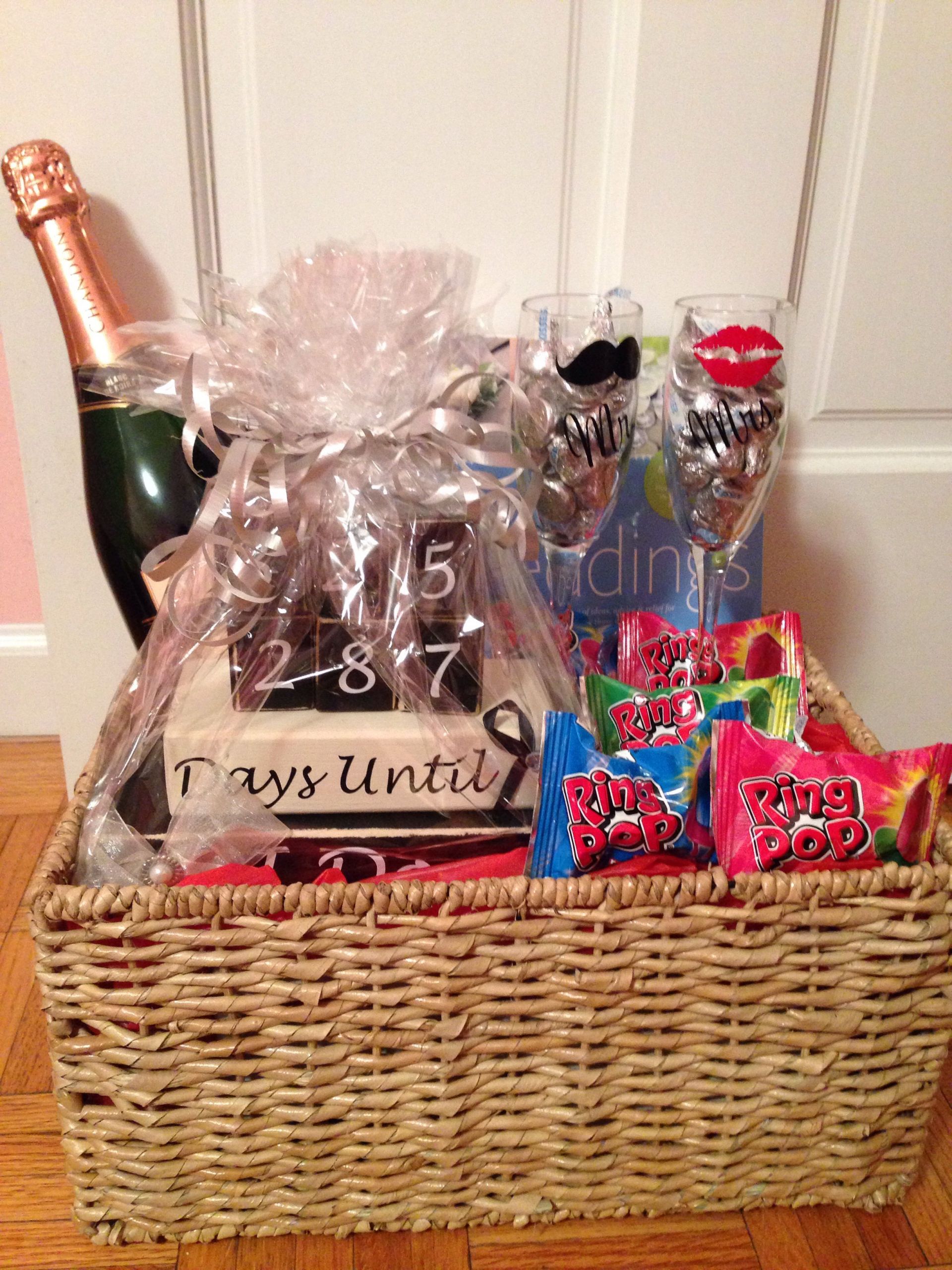 Gift Ideas For Engagement Couple
 engagement t basket champagne glasses countdown to