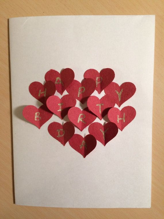 Handmade Gift Ideas For Girlfriend
 Red Heart Collage Handmade 3D Postcard Card by