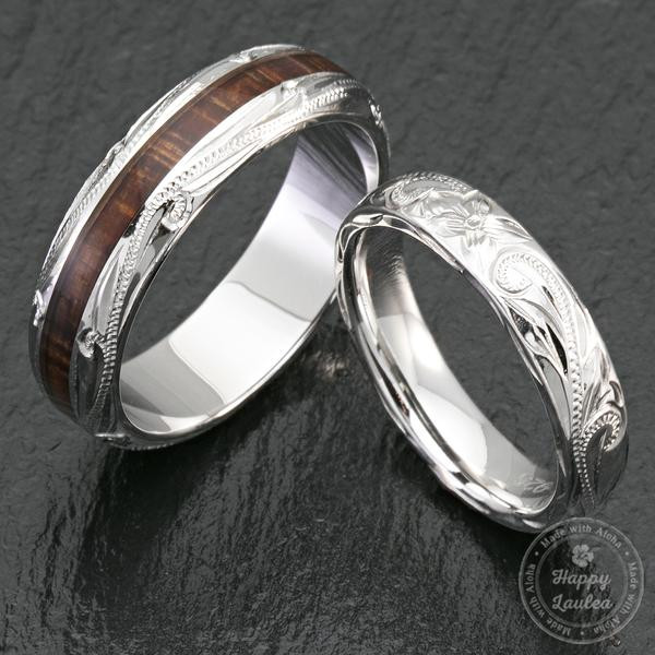 Hawaiian Wedding Rings
 Pair of 4&6mm Sterling Silver Hawaiian Jewelry Couple