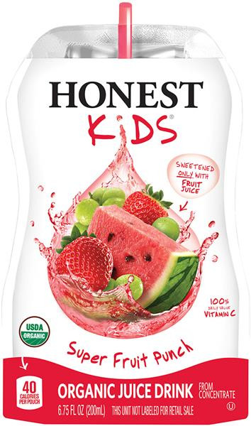 Honest Kids Juice
 Honest Kids Organic Juice Drink Pouches Super Fruit Punch