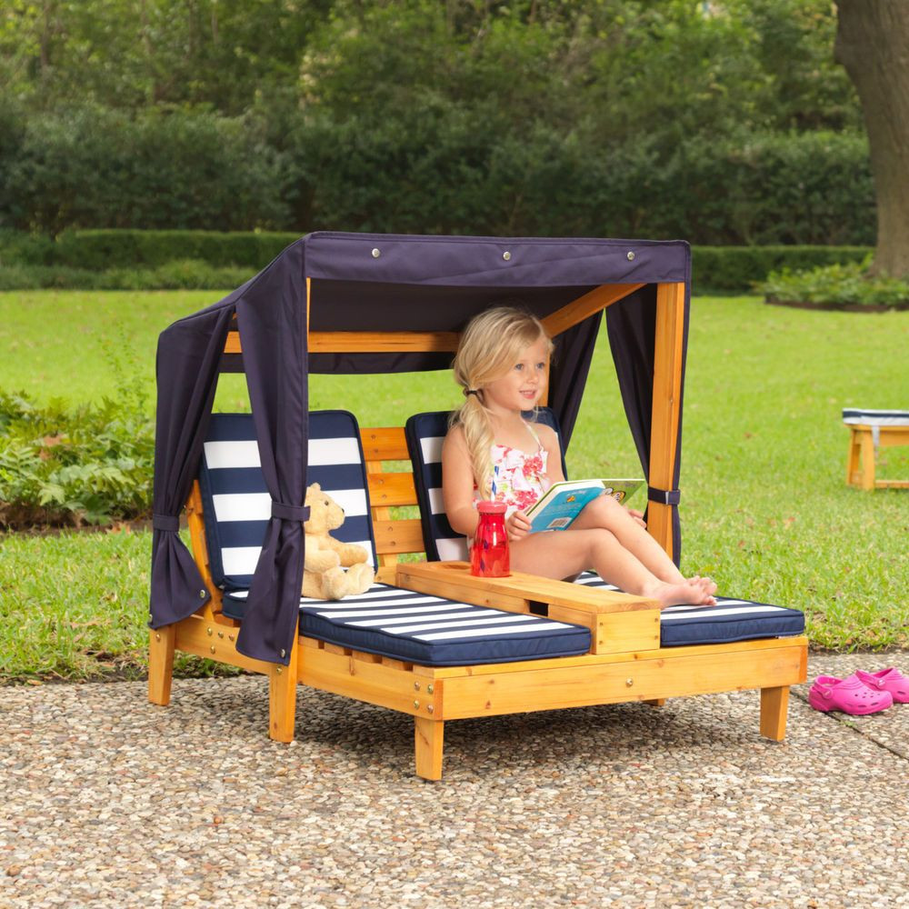 Kids Outdoor Furniture
 Outdoor Cabana Double Chaise Canopy Lounge Chair for Kids