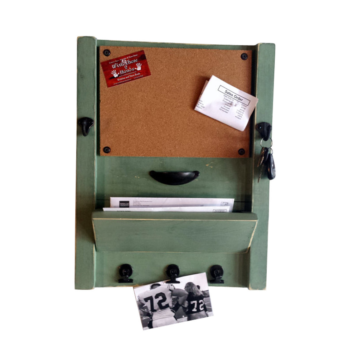Kitchen Mail Organizer
 Entryway key hooks mail organizer corkboard kitchen