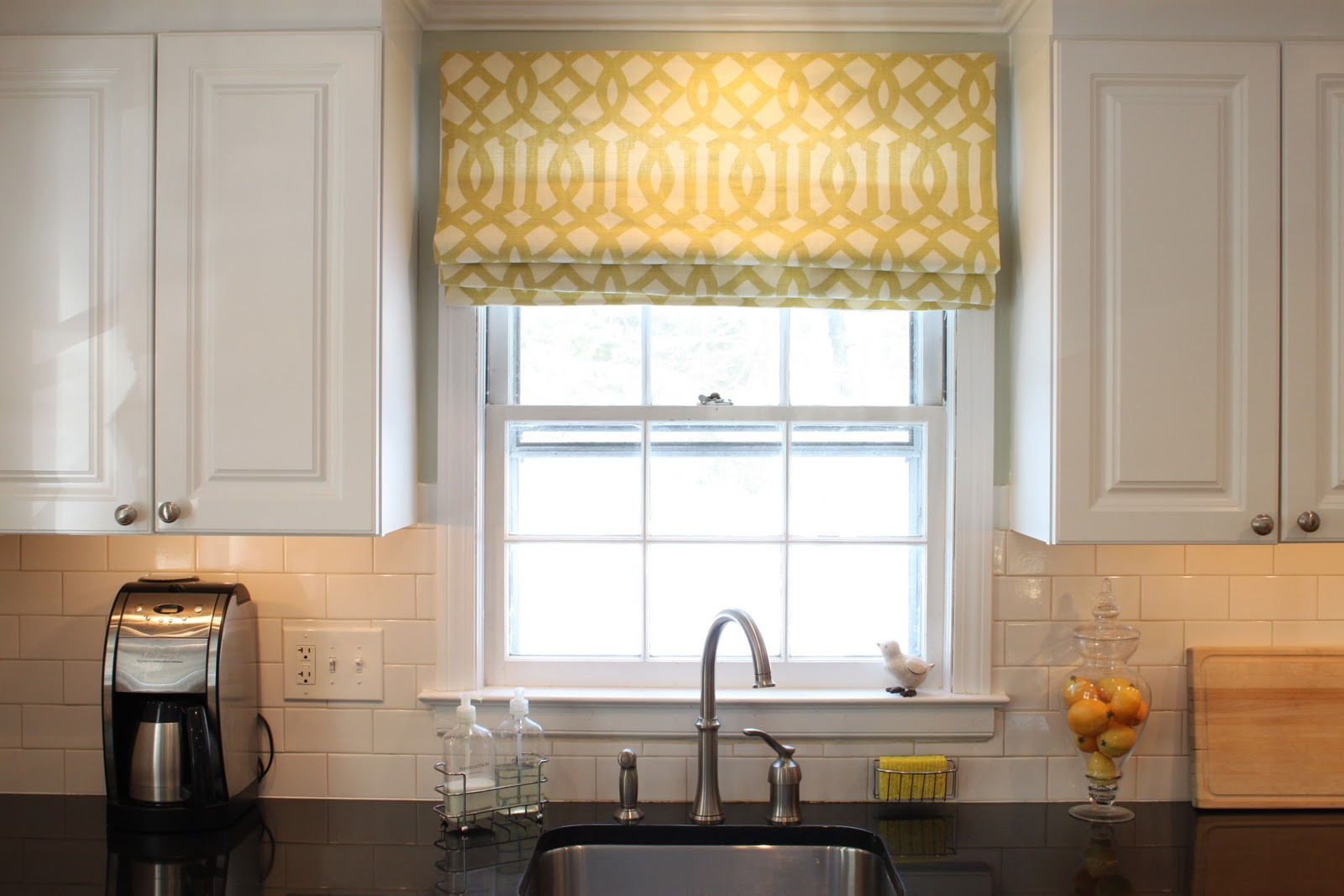 Kitchen Window Curtain
 Green Street Before and After Kitchen Flat Roman Shade