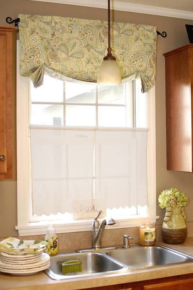 Kitchen Window Curtain
 2pc 26 4" Coffee Floral Polka Dot Polyester Window Curtain