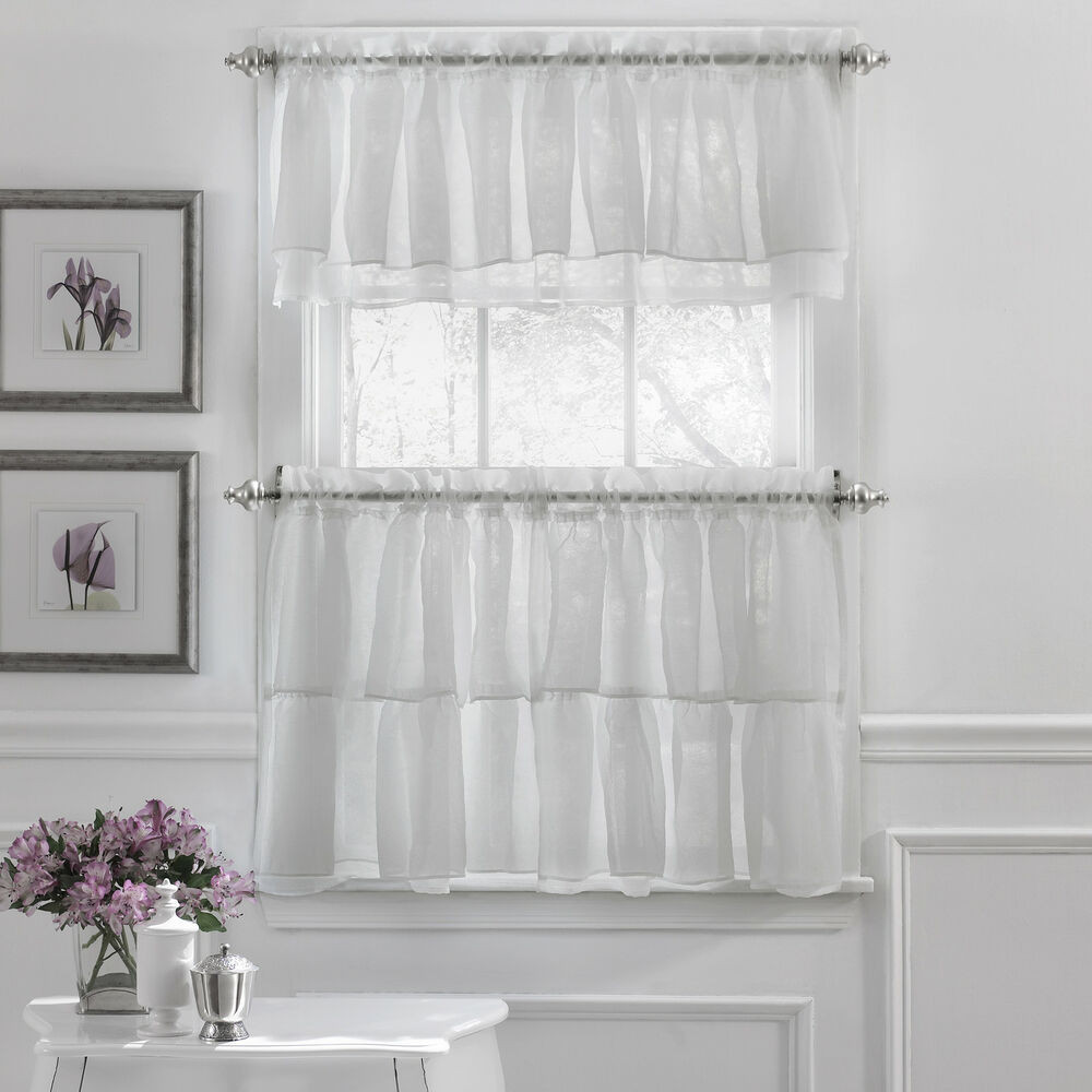 Kitchen Window Curtain
 Gypsy Crushed Voile Ruffle Kitchen Window Curtain Tiers or
